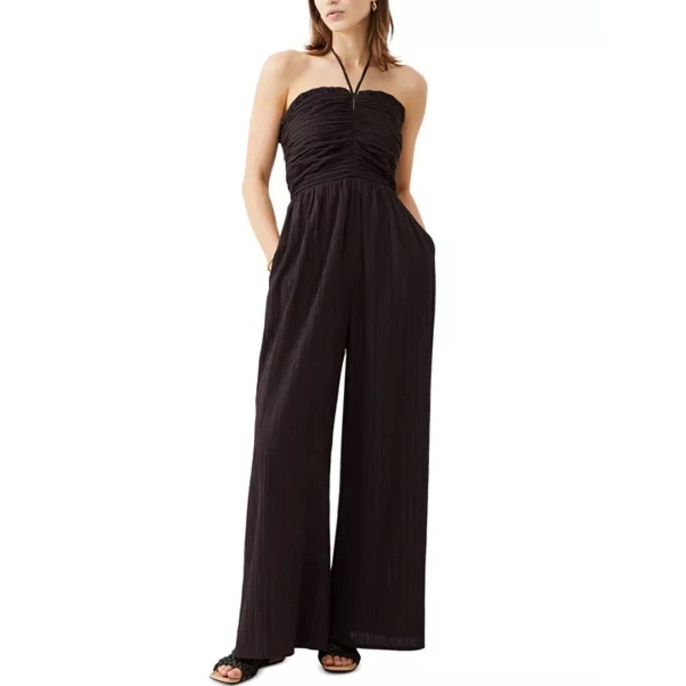 French Connection Women's Bonny Texture Strapless Jumpsuit In Chocolate Size 12